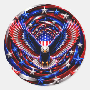 Amerikaanse Visie Spiraal – Patriottische Adelaar  Ronde Sticker