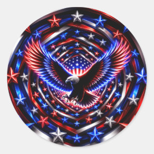 Amerikaanse Visie Spiraal – Patriottische Adelaar  Ronde Sticker