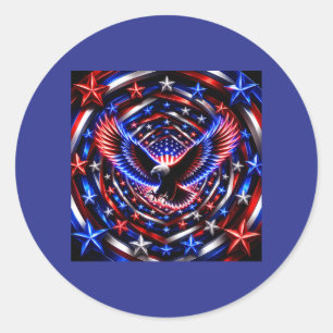 Amerikaanse Visie Spiraal – Patriottische Adelaar  Ronde Sticker