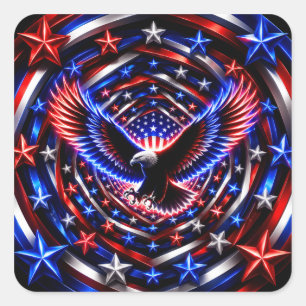 Amerikaanse Visie Spiraal – Patriottische Adelaar  Vierkante Sticker
