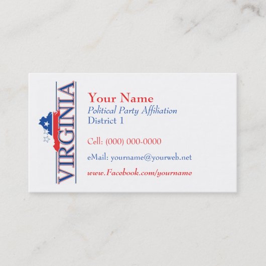 Amerikaanse Visitekaartjes - Virginia (Voorkant)