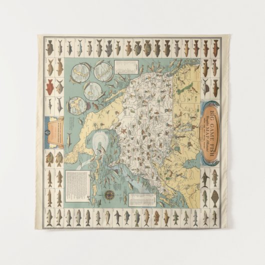  Amerikaanse viskaart Wandkleed (Voorkant (horizontaal))