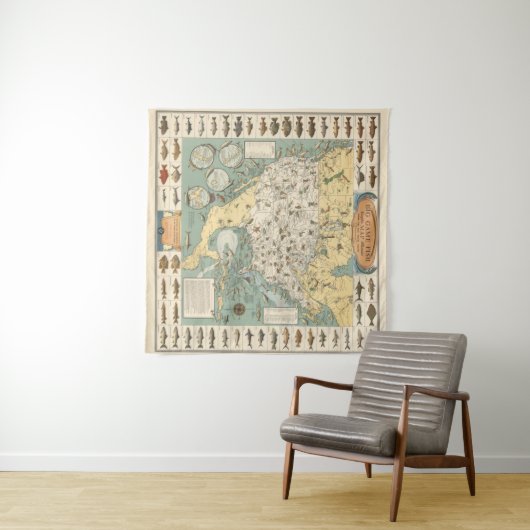  Amerikaanse viskaart Wandkleed (In Situ (horizontaal))