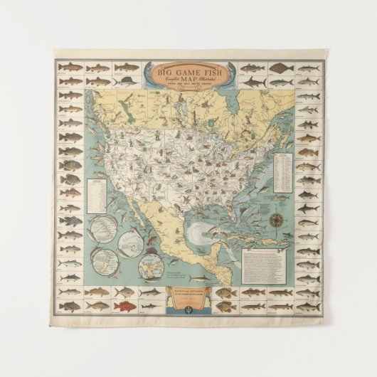  Amerikaanse viskaart Wandkleed (Voorkant)