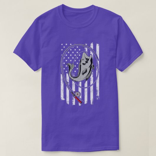 Amerikaanse Visser USA Vlag Vis Gevist T-shirt (Design voorkant)