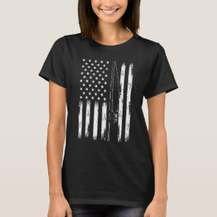 Amerikaanse Vissers Patriottische Vlag Vissersstok T-shirt