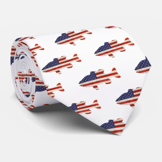 Amerikaanse visvlag op wit stropdas (Opgerold)