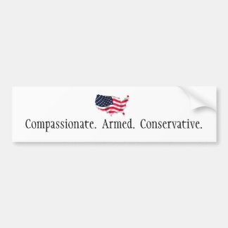 Amerikaanse vlag2, Compassionate.  Gewapend.  Cons Bumpersticker