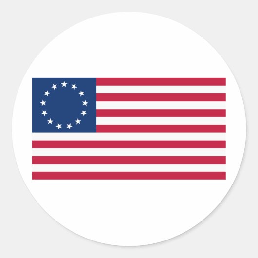 Amerikaanse vlag 13 sterren Betsy Ross Ronde Sticker (Voorkant)