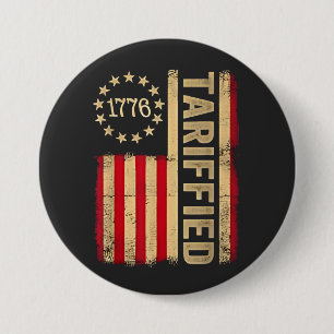 Amerikaanse vlag 1776 Amerikaanse Tarrifs Ronde Button 7,6 Cm