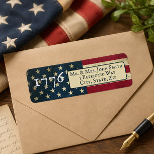 Amerikaanse vlag 1776 retouradres etiket