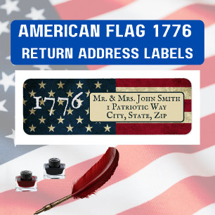 Amerikaanse vlag 1776 retouradres etiket