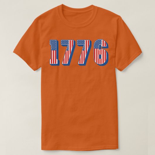 Amerikaanse vlag 1776 Tekst T-shirt (Design voorkant)