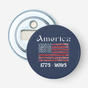 Amerikaanse Vlag 1776 tot 2026 USA 250ste verjaard Button Flesopener