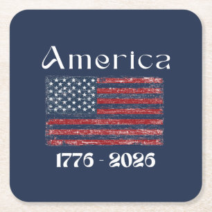 Amerikaanse Vlag 1776 tot 2026 USA 250ste Verjaard Kartonnen Onderzetters