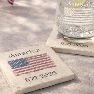 Amerikaanse Vlag 1776 tot 2026 USA 250ste verjaard Stenen Onderzetter