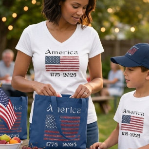 Amerikaanse Vlag 1776 tot 2026 VS 250ste verjaarda T-shirt