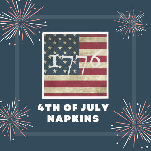 Amerikaanse Vlag 1776 Vierde Juli Feest Servet