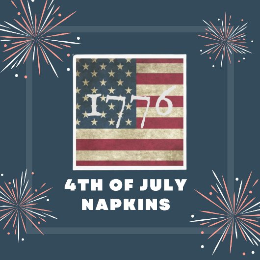 Amerikaanse Vlag 1776 Vierde Juli Feest Servet