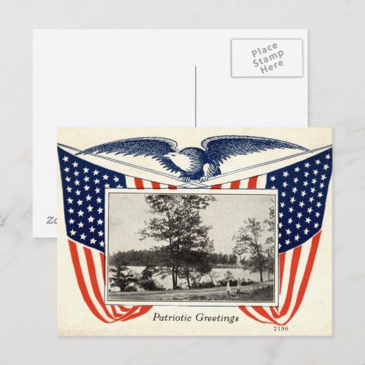 Amerikaanse vlag 1914  briefkaart (Voorkant / Achterkant)