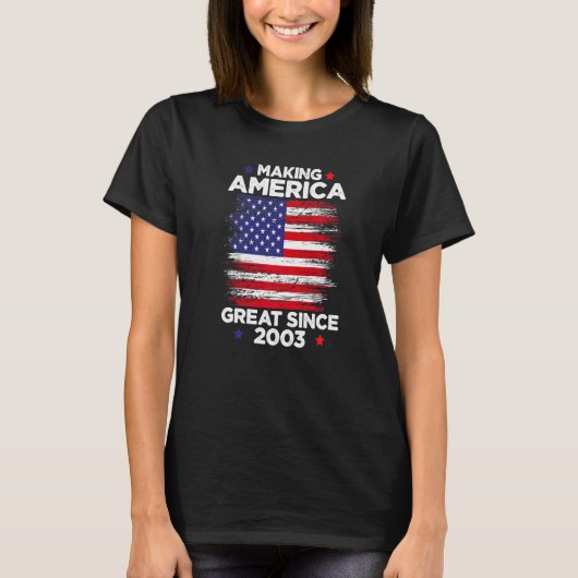 Amerikaanse vlag 19e verjaardag Geweldige sinds 20 T-shirt (Voorkant)