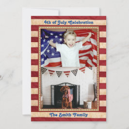 Amerikaanse vlag 2 Familie Foto 4th of JULY Celebr Kaart
