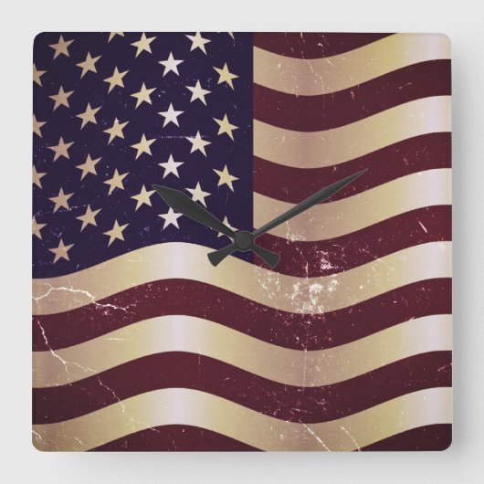  Amerikaanse vlag 2 Vierkante Klok (Voorkant)