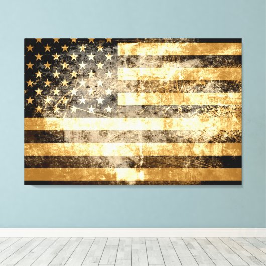 Amerikaanse vlag 3 canvas afdruk (Insitu (Houten vloer))