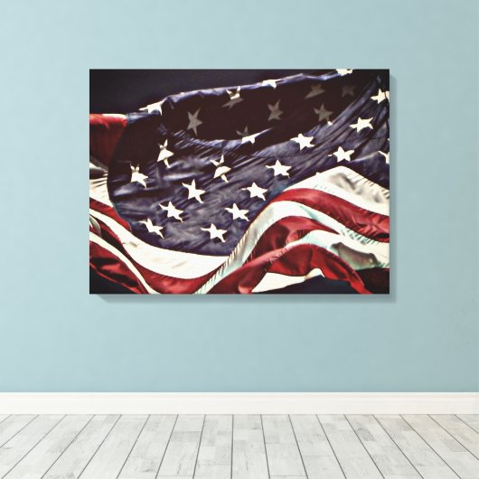 Amerikaanse vlag 3-paneel verpakt canvas afdrukken (Insitu (Houten vloer))