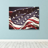 Amerikaanse Vlag 3-Panel Omwikkeld Canvas Print (Insitu (Houten vloer))