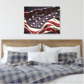Amerikaanse Vlag 3-Panel Omwikkeld Canvas Print (Insitu (Slaapkamer))