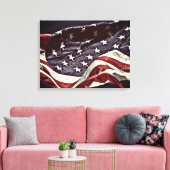 Amerikaanse Vlag 3-Panel Omwikkeld Canvas Print (Insitu (Woonkamer))