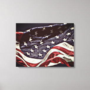 Amerikaanse Vlag 3-Panel Omwikkeld Canvas Print