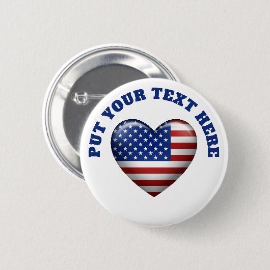 Amerikaanse vlag | 3D-hartpictogram | Emblem Brooc Ronde Button 5,7 Cm (Voorkant /achterkant)