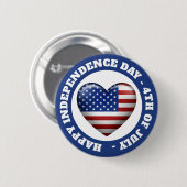 Amerikaanse vlag | 3D-hartpictogram | Emblem Brooc Ronde Button 5,7 Cm (Voorkant /achterkant)