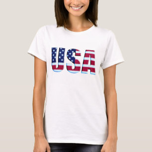 Amerikaanse vlag 3D-letters T-shirt