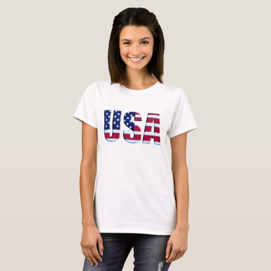 Amerikaanse vlag 3D-letters T-shirt (Voorkant volledig)