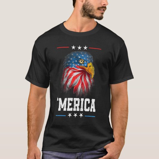 Amerikaanse vlag 4 juli 'Amerika Kale Adelaar USA  T-shirt (Voorkant)