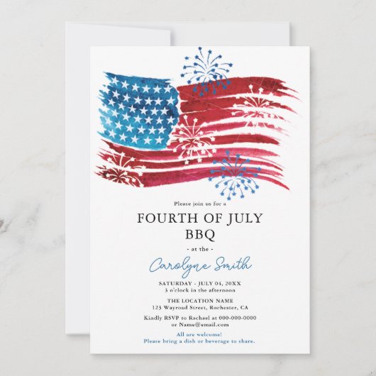 Amerikaanse Vlag 4 juli BBQ-feest Patriottisch Kaart (Voorkant)