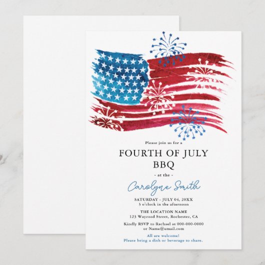 Amerikaanse Vlag 4 juli BBQ-feest Patriottisch Kaart (Voorkant / Achterkant)