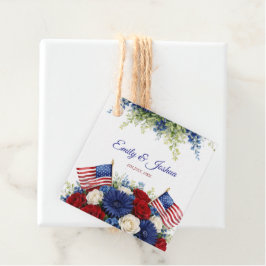 Amerikaanse Vlag 4 juli Bloemige Trouwtag Bedankjes Labels