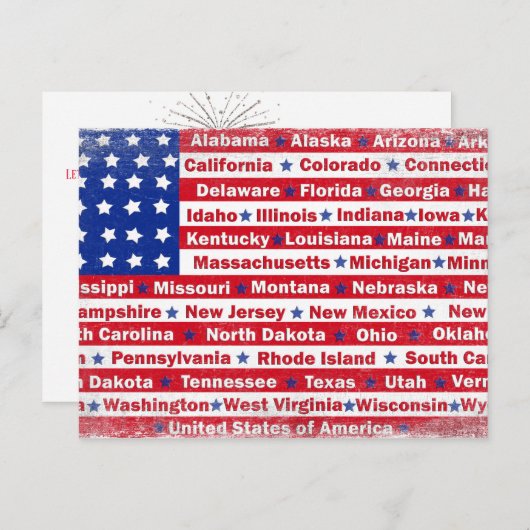 Amerikaanse vlag 4 Juli Briefkaart (Voorkant / Achterkant)