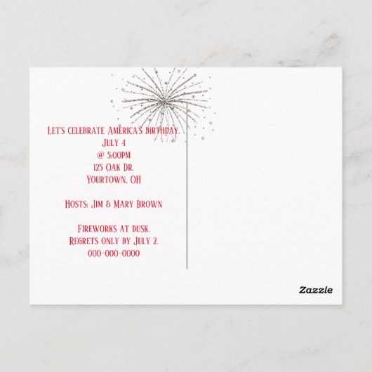 Amerikaanse vlag 4 Juli Briefkaart (Achterkant)