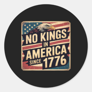 Amerikaanse vlag 4 juli Decor Geen koningen in Ame Ronde Sticker