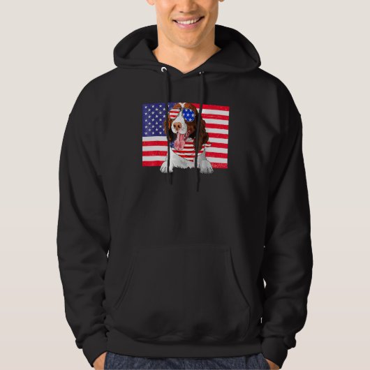 Amerikaanse Vlag 4 juli Engelse Springer Spaniel Hoodie (Voorkant)