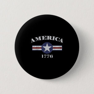 Amerikaanse vlag 4 juli EST 1776 Patriottisch Am Ronde Button 5,7 Cm