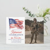 Amerikaanse vlag 4 juli Foto Leger Pensioen Kaart (Staand voorkant)