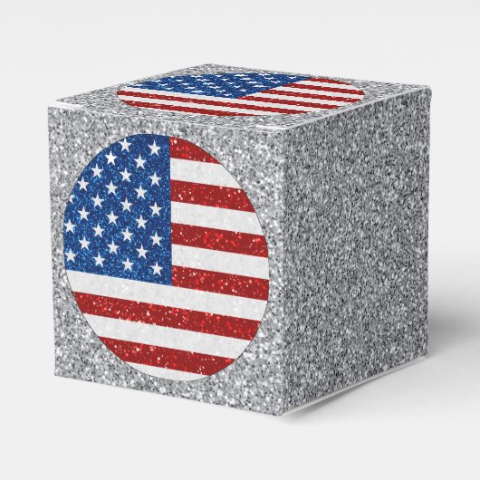 Amerikaanse Vlag 4 juli Glitter Bedankdoosjes (Voorkant Zijde)