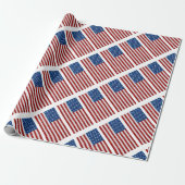 Amerikaanse Vlag 4 juli Glitter Cadeaupapier (Uitgerold)