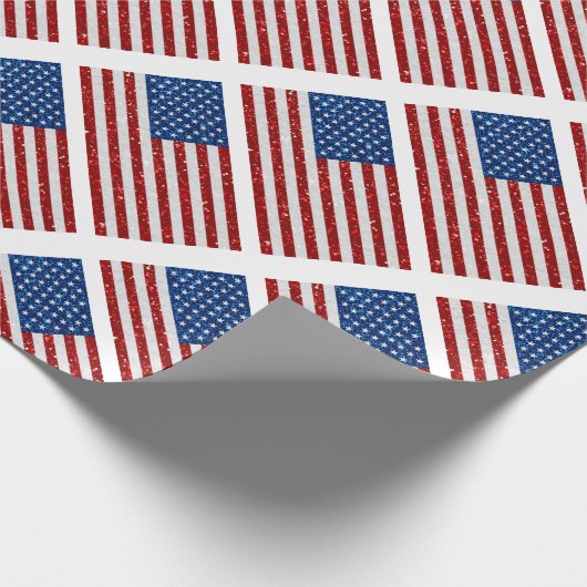 Amerikaanse Vlag 4 juli Glitter Cadeaupapier (Hoek)